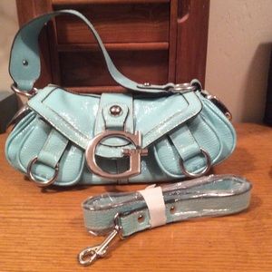AQUA PATENT LEATHER GUESS PURSE